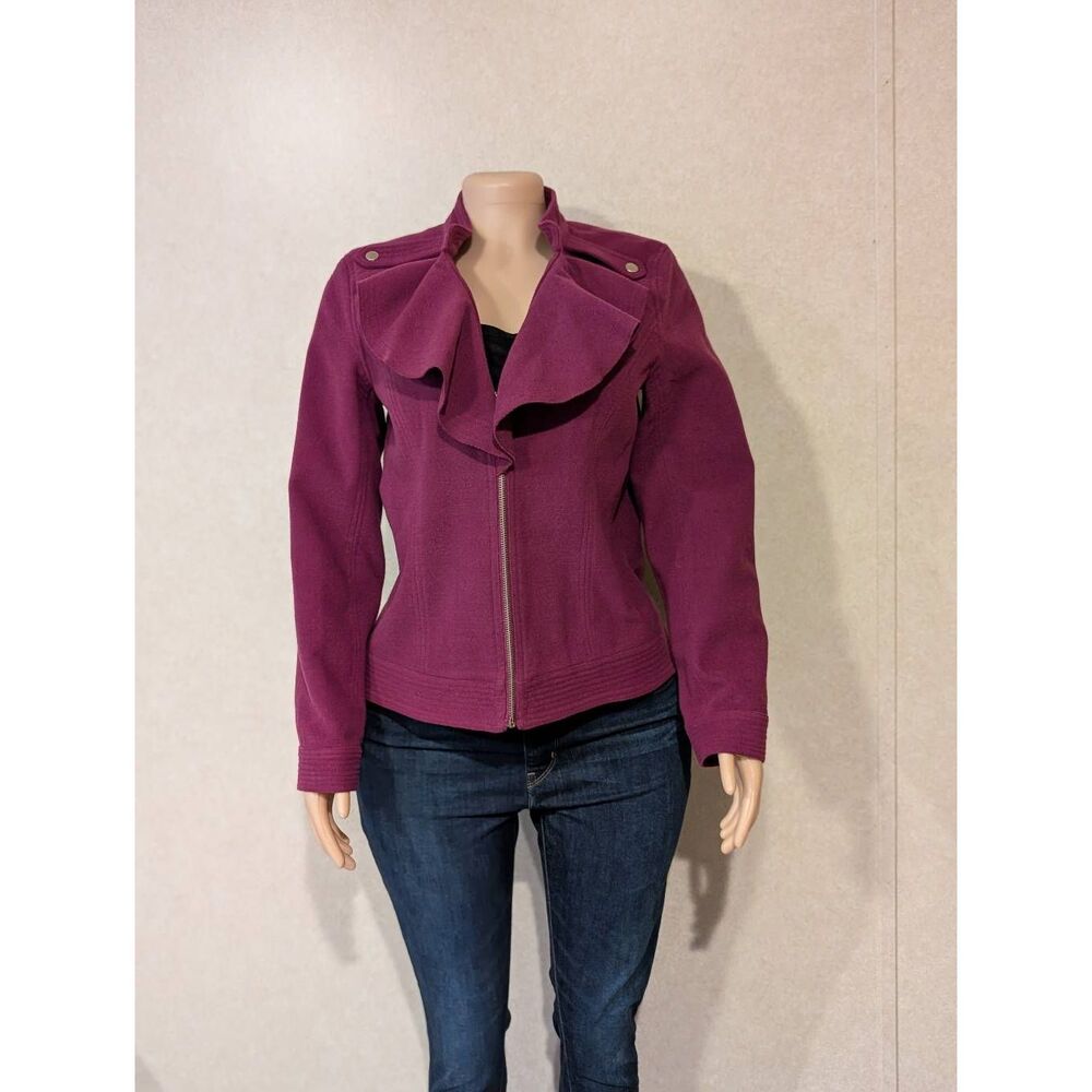 Spense Magenta Ladies Ruffled Coat L